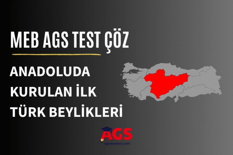 MEB AGS Anadolu’da Kurulan İlk Türk Beylikleri Testi Çöz