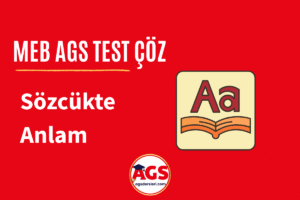 MEB AGS Sözcükte Anlam Test Soruları