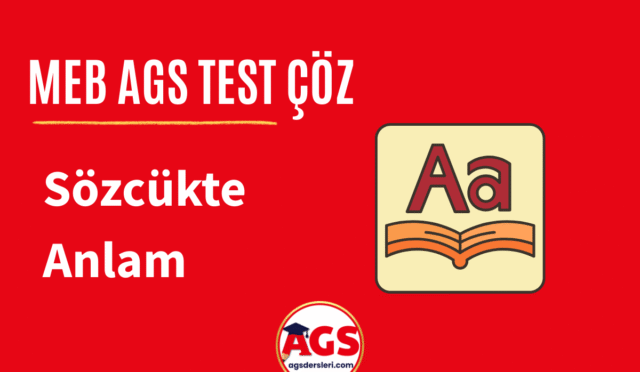 MEB AGS Sözcükte Anlam Test Soruları