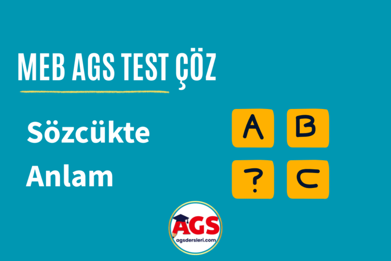 MEB AGS Sözcükte Anlam Testi Çöz