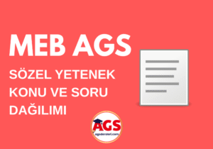 MEB AGS Sözel Yetenek Konu ve Soru Dağılımı