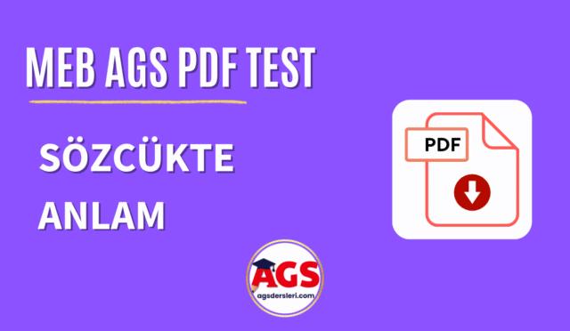AGS Sözel Yetenek Sözcükte Anlam PDF Test