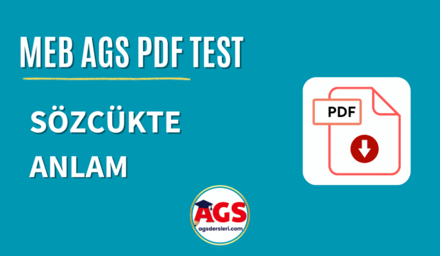 MEB AGS Sözcükte Anlam PDF Test İndir