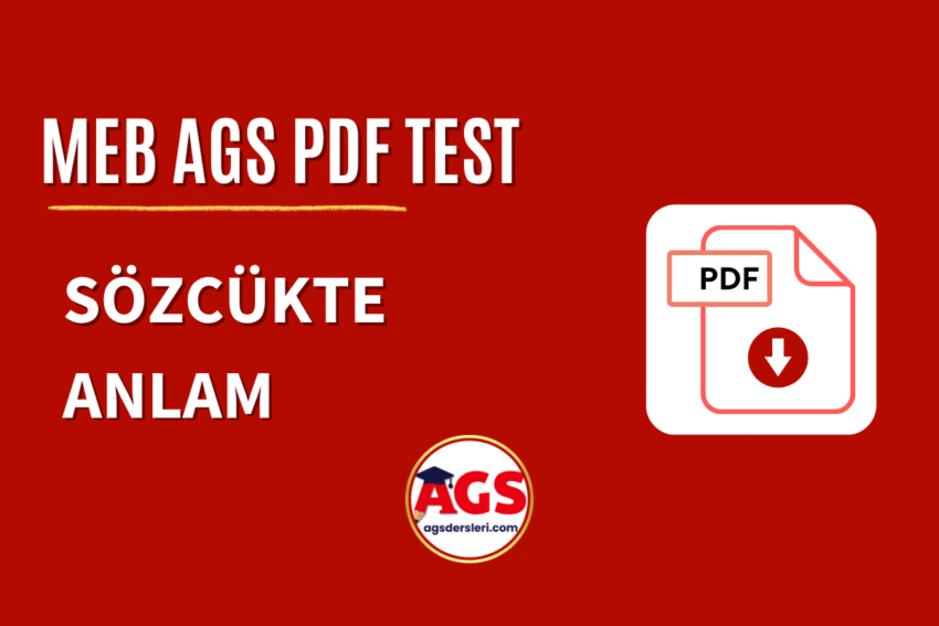 Sözcükte Anlam AGS PDF Test Soruları İndir