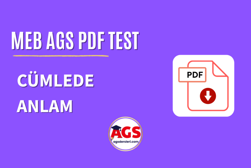 AGS Sözel Yetenek Cümlede Anlam PDF Test İndir