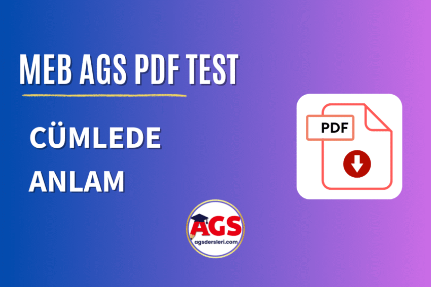AGS Cümlede Anlam PDF Konu Testi İndir