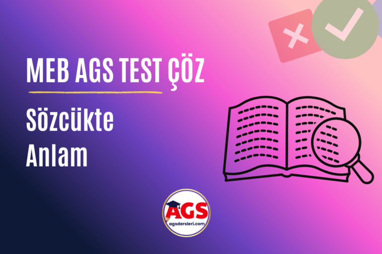 MEB AGS Sözcükte Anlam Testi Çöz